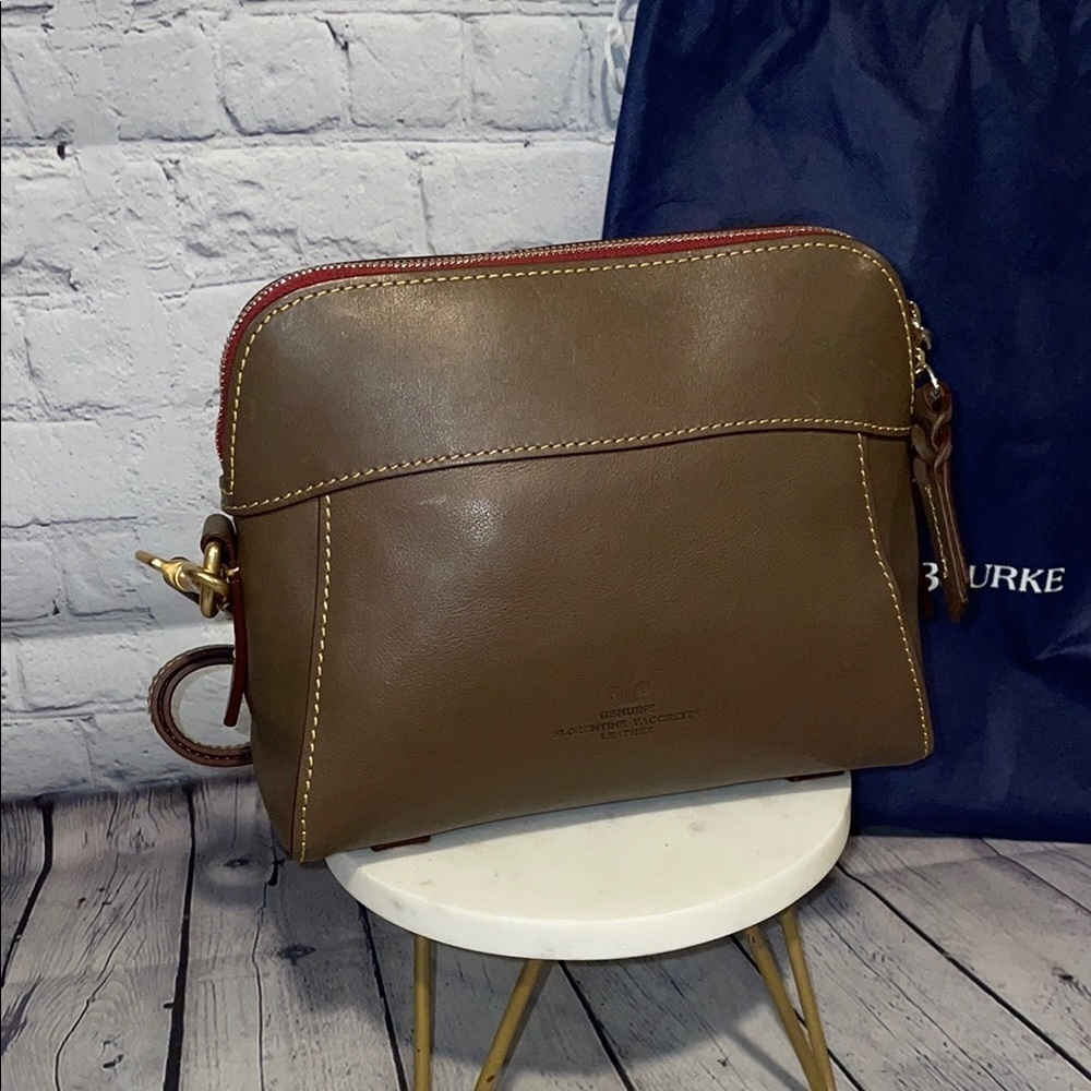 Dooney & Bourke Brown Leather Shoulder Bag Gold Hardware Classic Designer - Picture 4 of 7